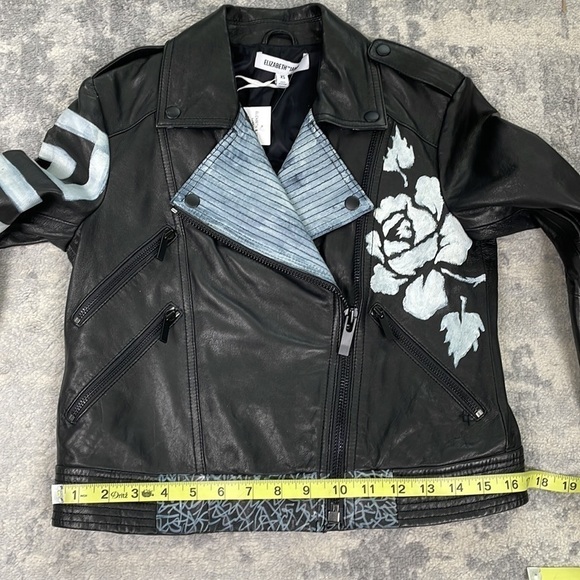 NWT Elizabeth and James Erwan Hand Painter Leather Biker Jacket Sz XS - Picture 6 of 16